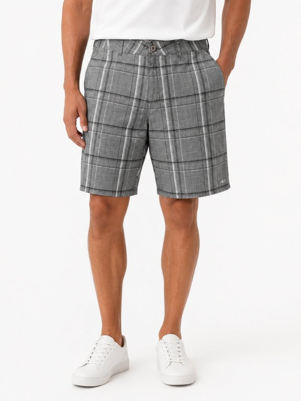 O’Neill Men’s Grey Plaid Shorts Size 34 Casual Flat Front